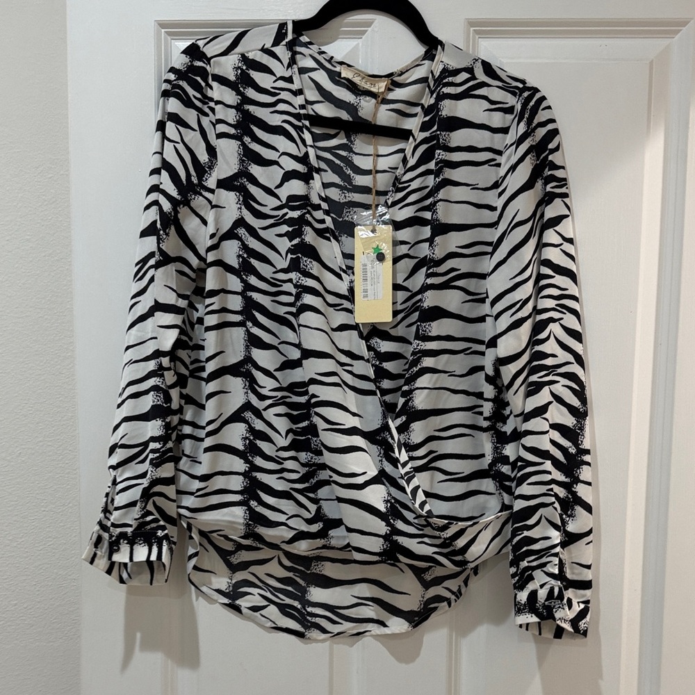 Zebra Print Wrap Blouse